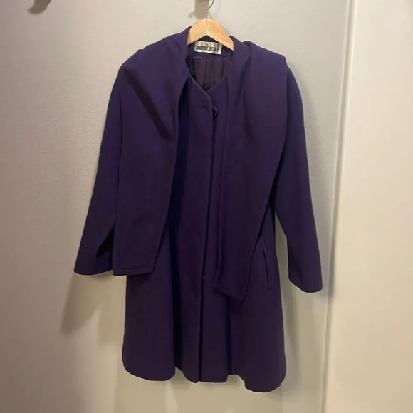 Leslie Fay vintage woman’s purple wool coat - Picture 1 of 11